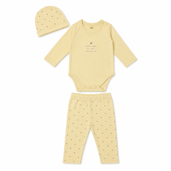 Heart Print Baby Bodysuit Set