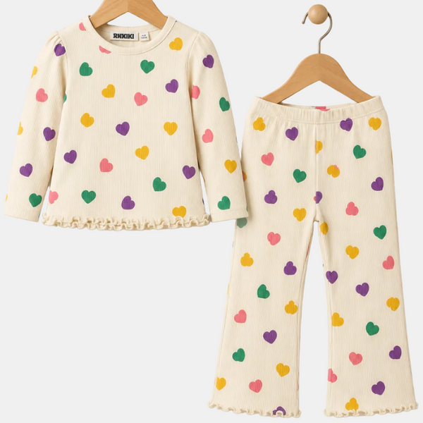 Colorful Heart 2 piece ribbed set