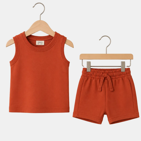 Orange Sleeveless T.shirt with Shorts