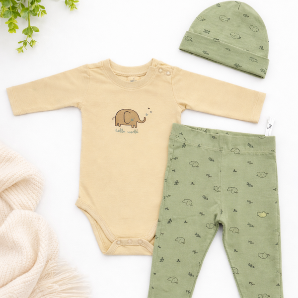Elephant Print Bodysuit 3 Piece
