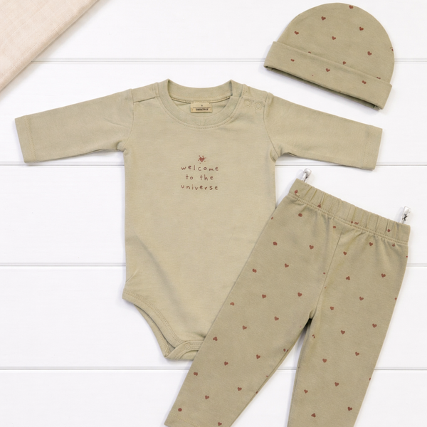 Heart Printed BodySuit 3 Piece