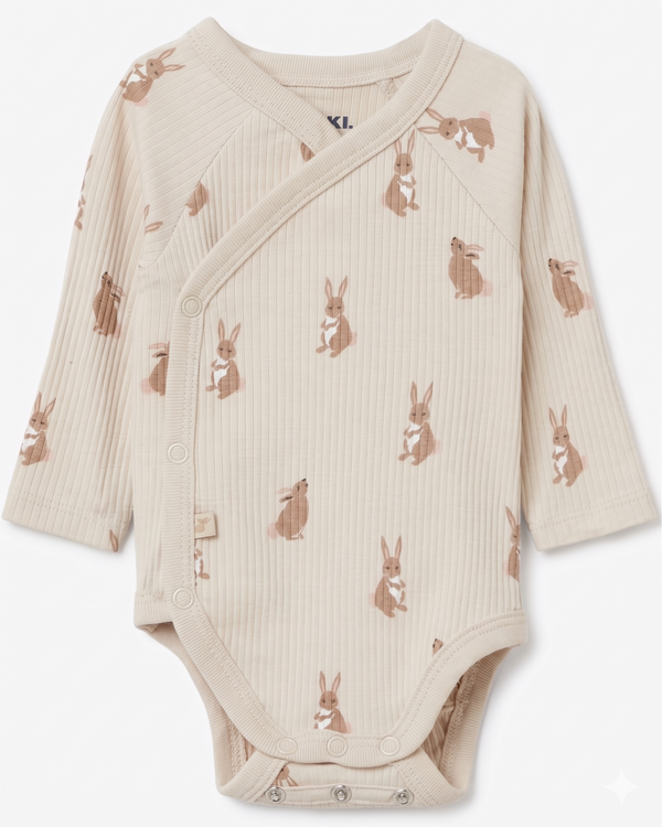 Ribbed bodysuit with long sleeves - Kangroo Print