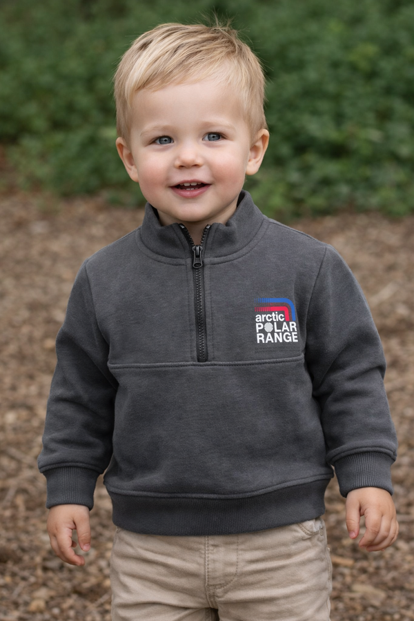 Grey Half Zip Sweatshirt – Kids Pullover
